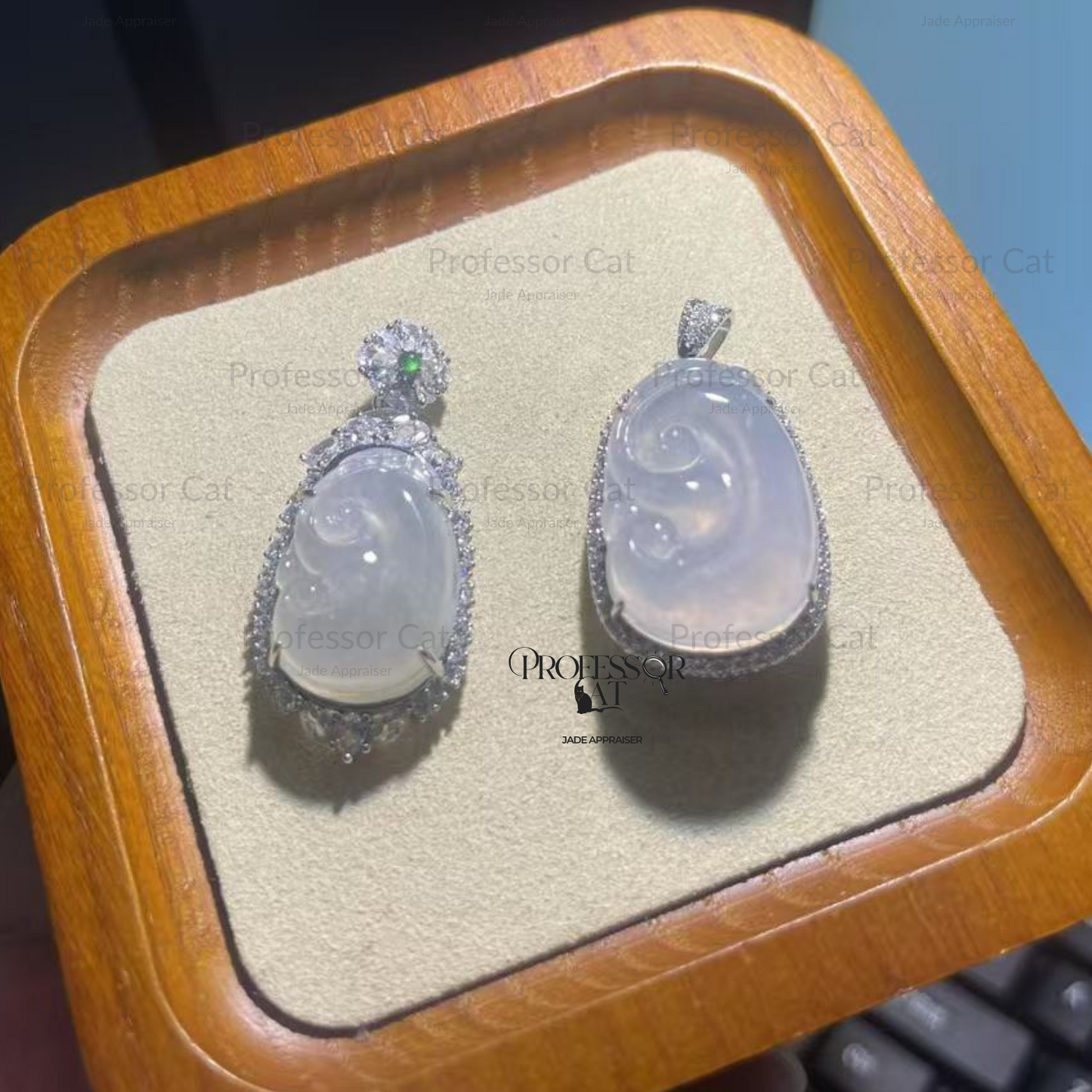 PROFCATJADE Natural Fortune Gourd Jadeite Pendant