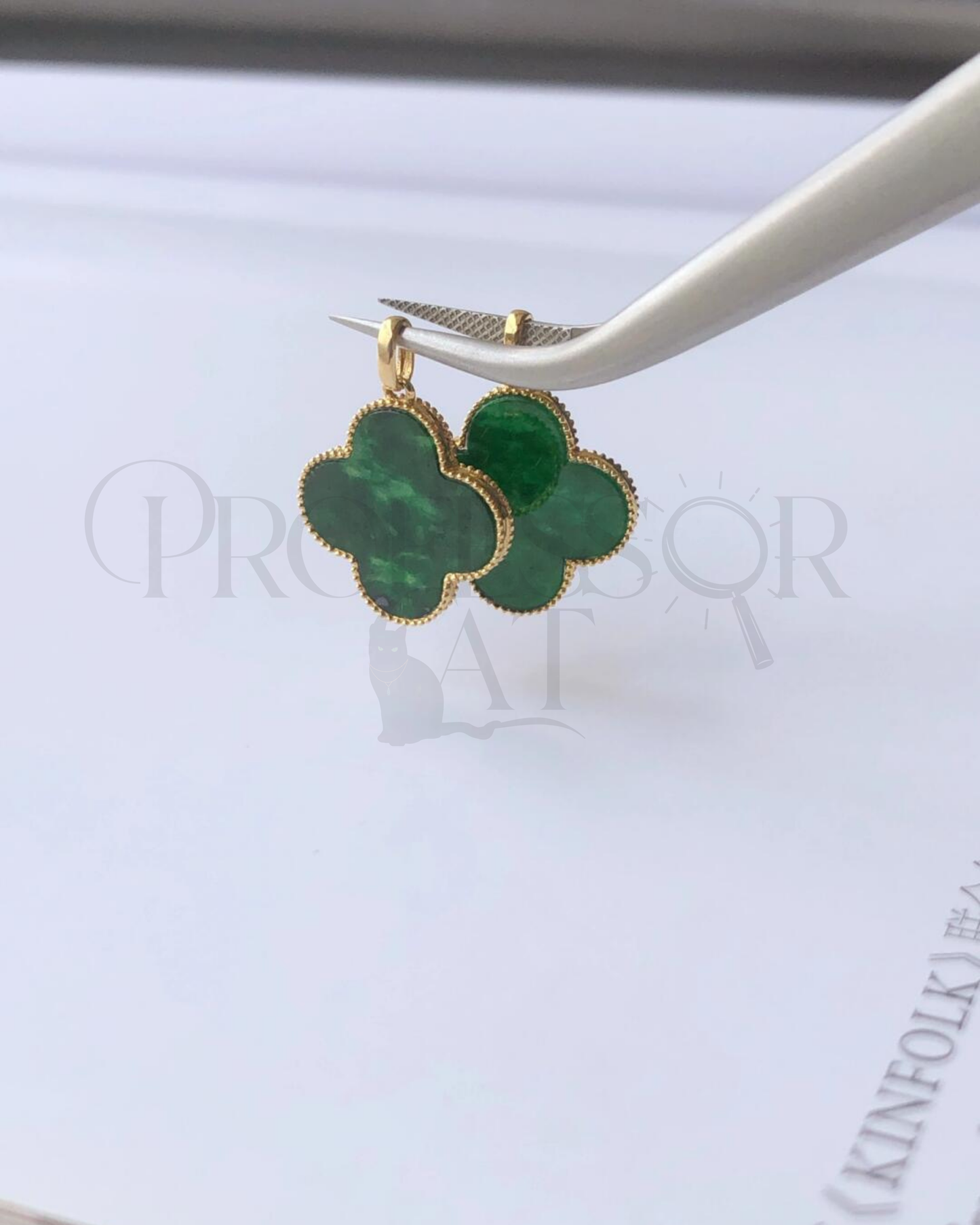 PROFCATJADE Aura Four Leaf Jadeite Pendant