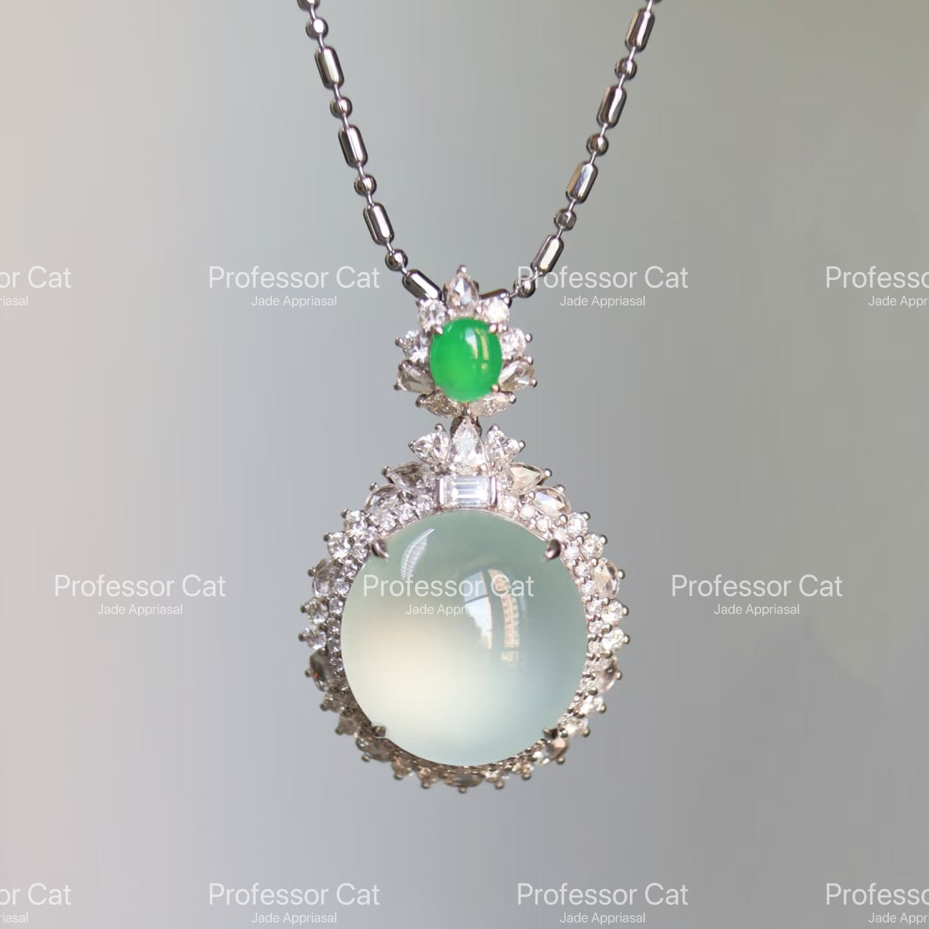 PROFCATJADE Natural Cabochon Jadeite Pendant
