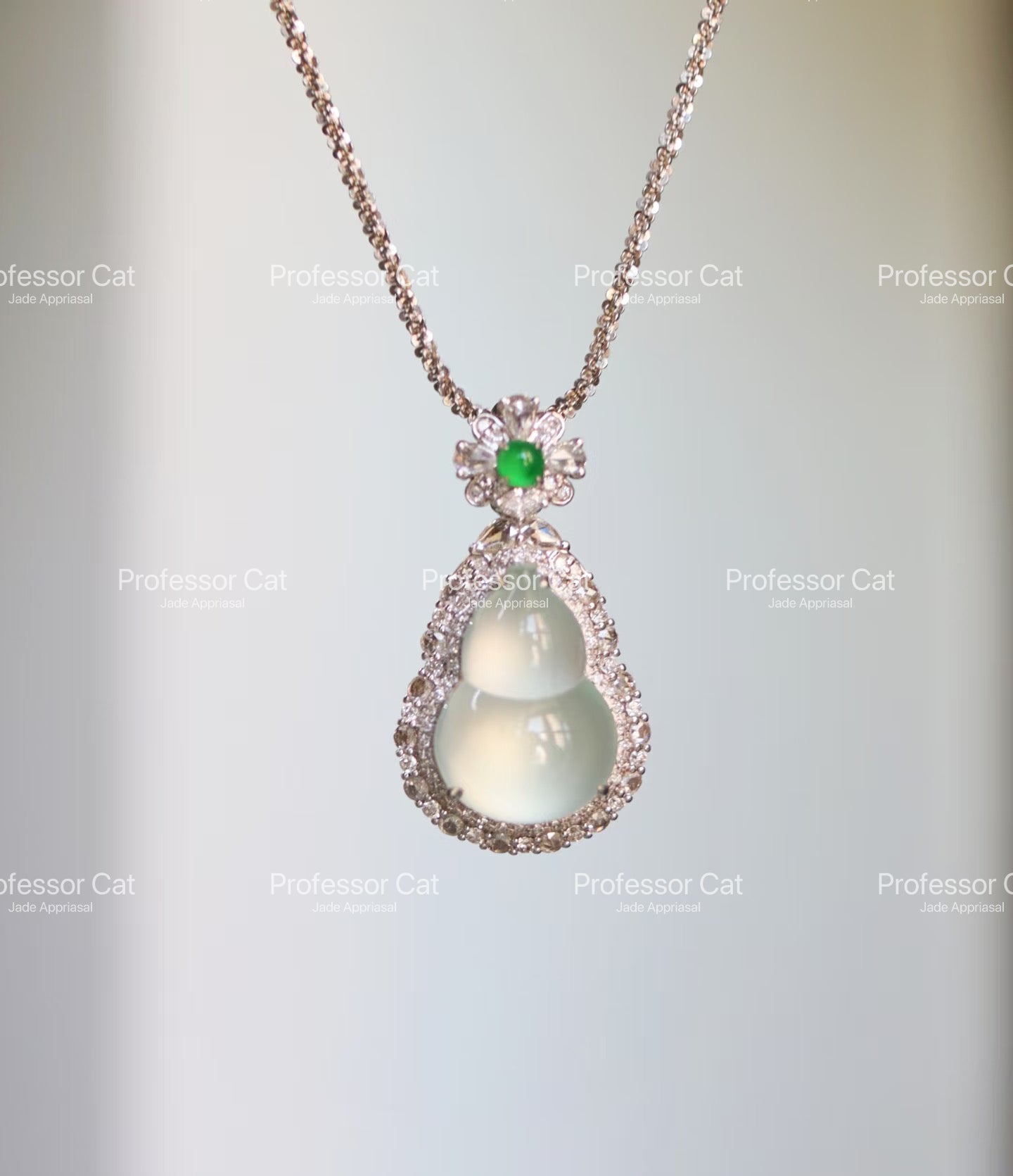 PROFCATJADE Natural Jadeite Gourd Pendant