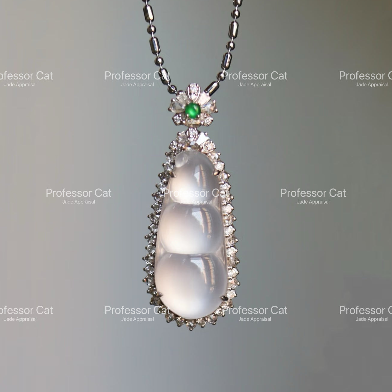 PROFCATJADE Natural Pea Pod Jadeite Pendant