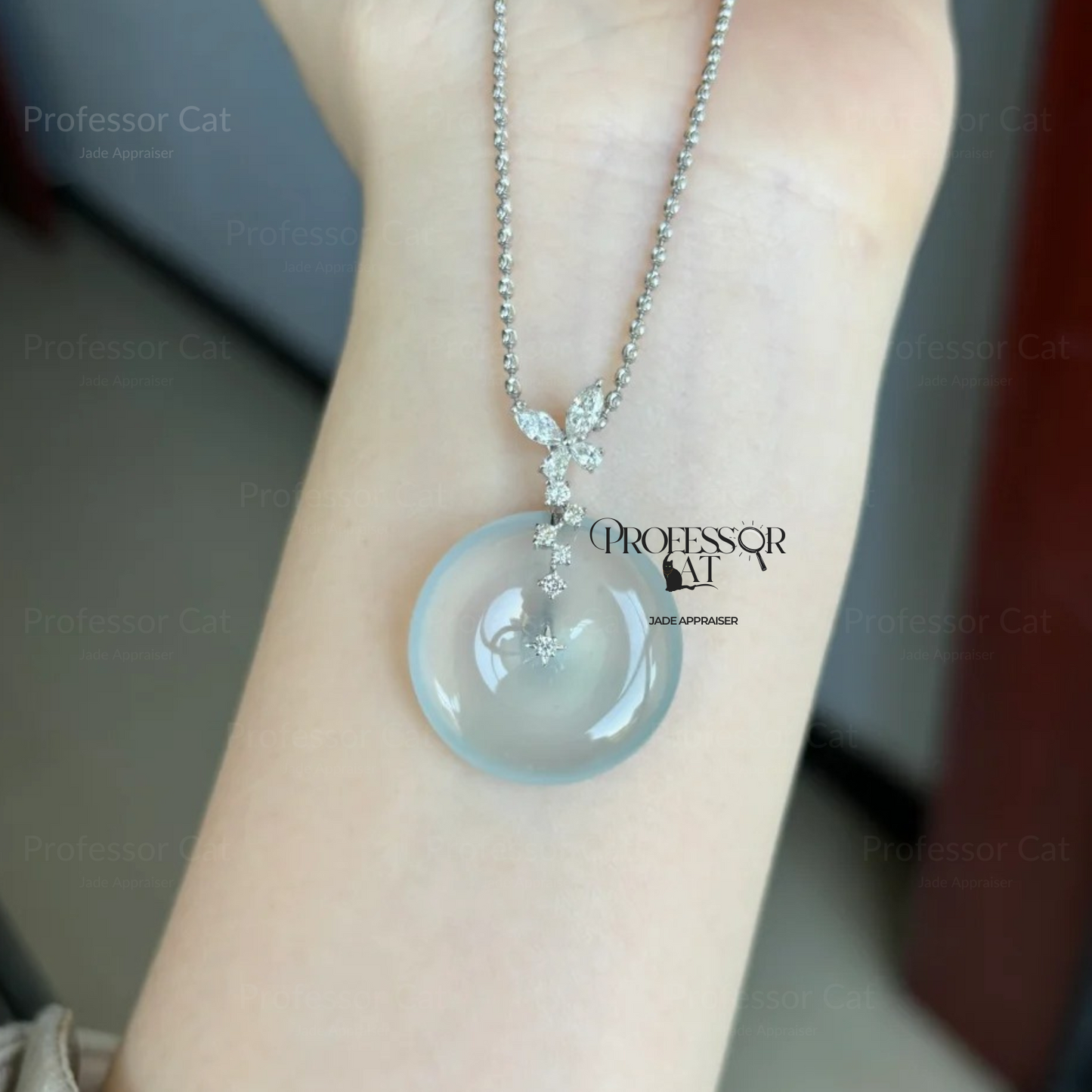 PROFCATJADE Natural Ping An Kou Jadeite Pendant