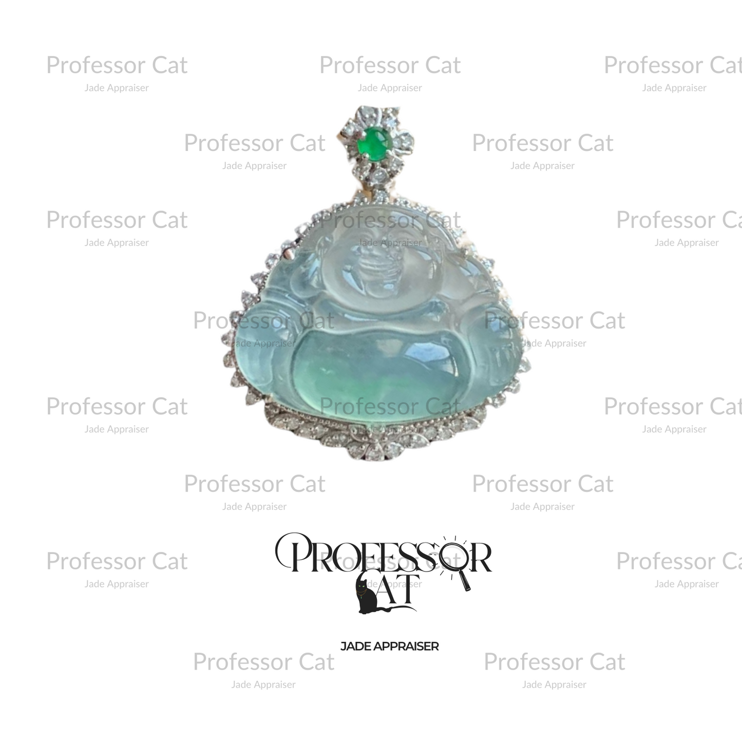 PROFCATJADE Natural Ice Jadeite Buddha Pendant