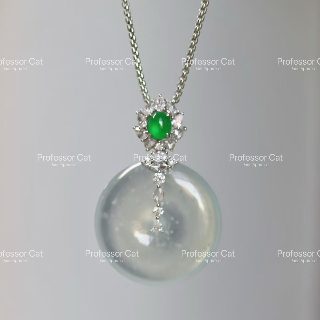 PROFCATJADE Natural Ping An Kou Jadeite Pendant