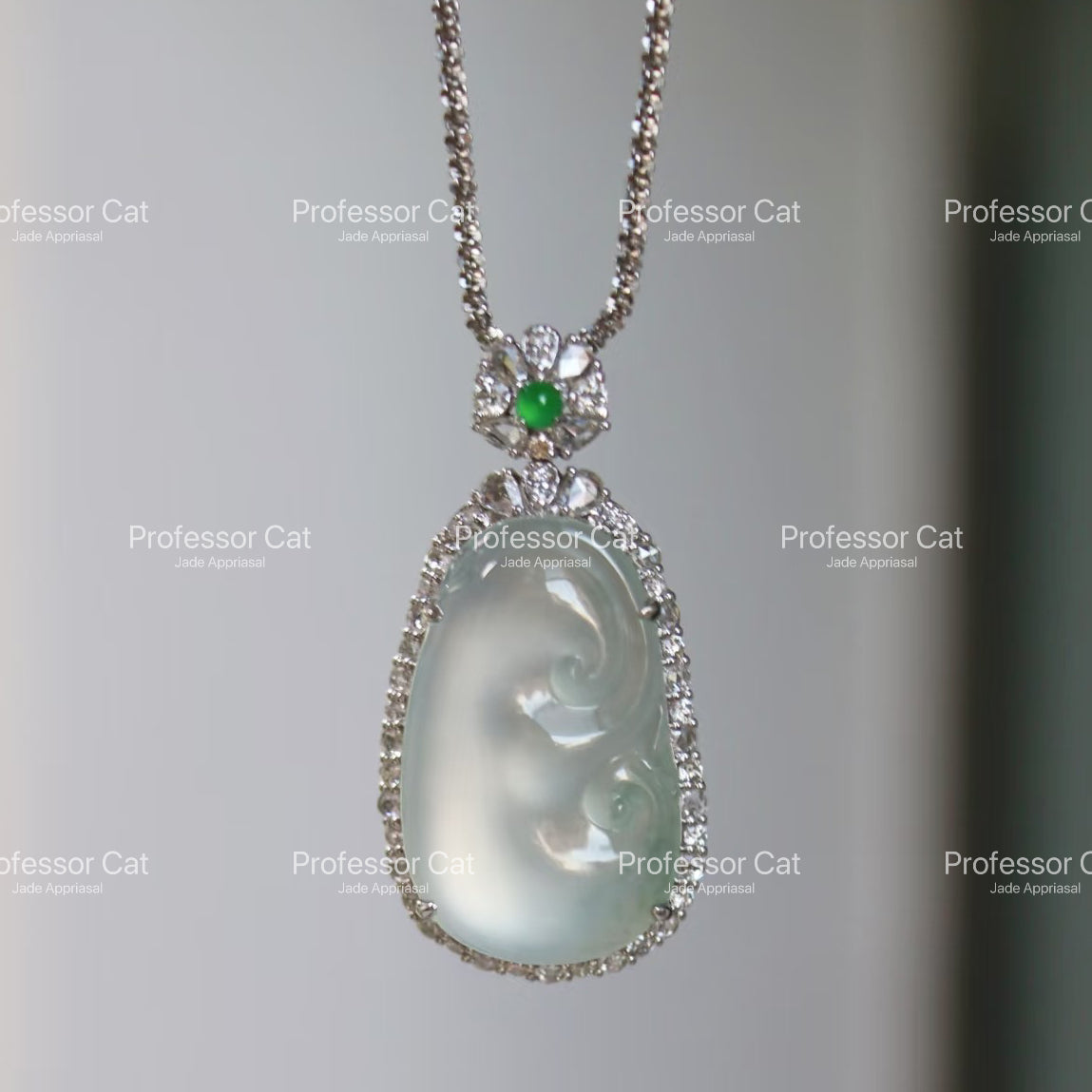 PROFCATJADE Natural Fortune Gourd Jadeite Pendant